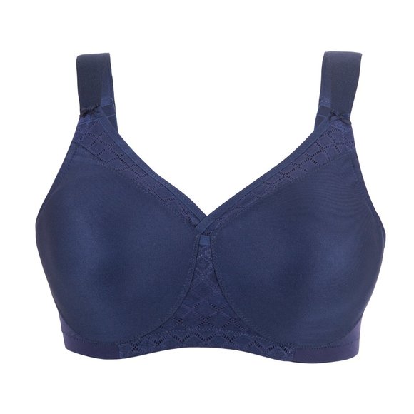 Set of 3! 36C Glamorise SOFT SHOULDERS Bra (T-SHIRT) Wicking SEAMLESS BLUE NEW - Picture 1 of 12